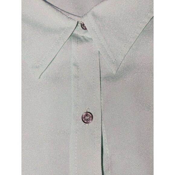 Calvin Klein Women's Mint Green Button-Up Blouse Roll Tab Sleeve Chest Pocket XL - Picture 3 of 12